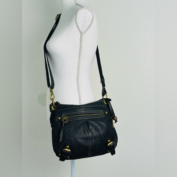 Fossil Black Soft Pebble Leather Medium Size Crossbody Bag Or Wallet - Picture 1 of 11